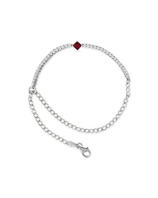 Haus of Brilliance Metallic 925 Sterling Created Ruby And Sapphire Adjustable Tennis Chain Bracelet