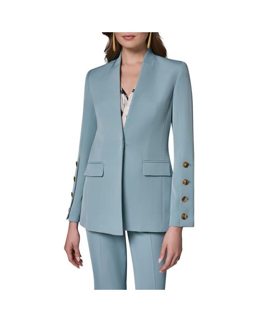 Donna Karan Blue Collarless Jacket