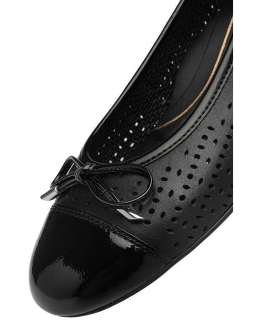 Ara Black Sangria Cap Toe Flat