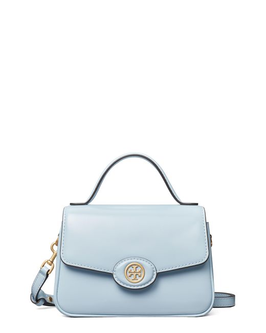 Tory Burch Blue Small Robinson Leather Top Handle Bag