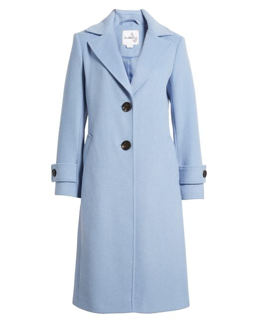 Sam Edelman Notch Collar Longline Wool Blend Coat in Blue Lyst