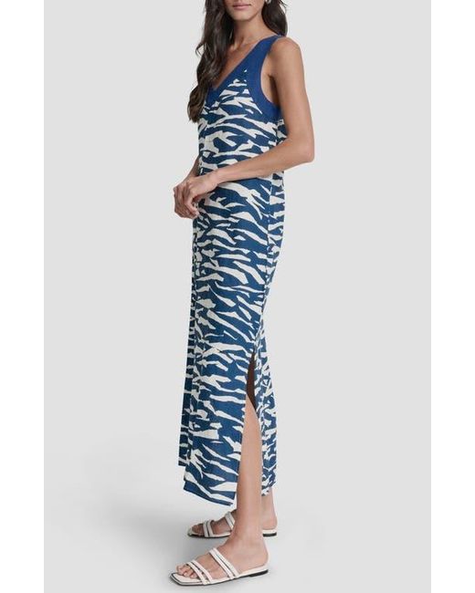 DKNY Women's Blue Print Colorblock Linen Midi Dress - www.souklhad.com