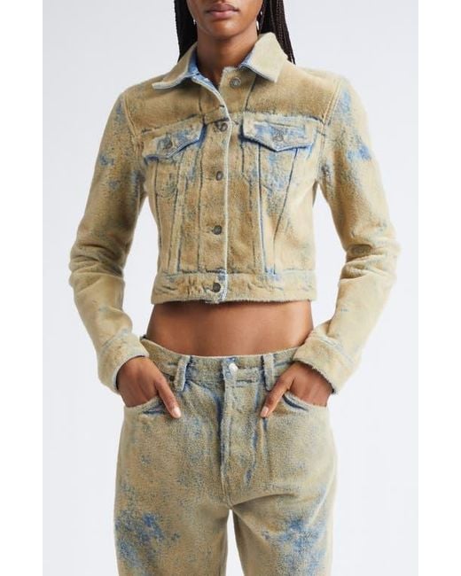 Acne Multicolor Flocked Denim Crop Jacket