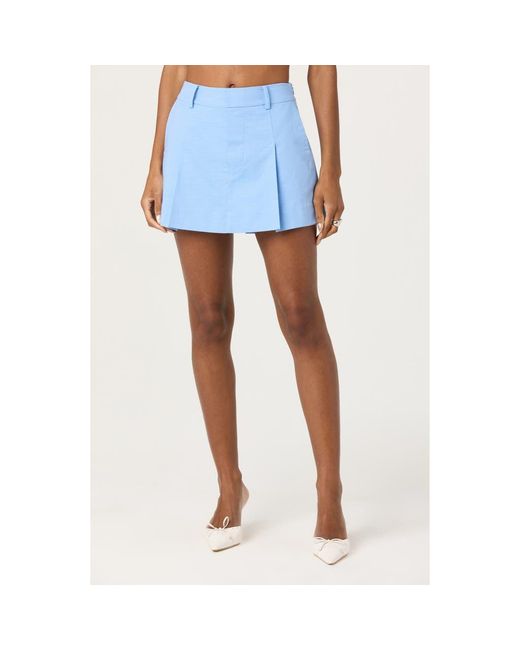 Astr Blue Cotton & Linen Skort