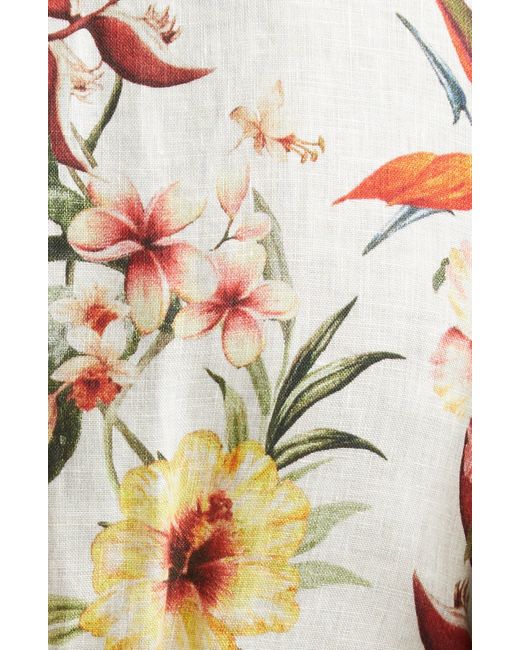 Zimmermann Multicolor Lexi Floral Long Sleeve Linen Wrap Dress
