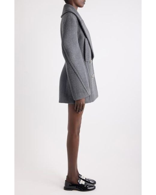 Givenchy Gray Double Breasted Wool Blend Peacoat