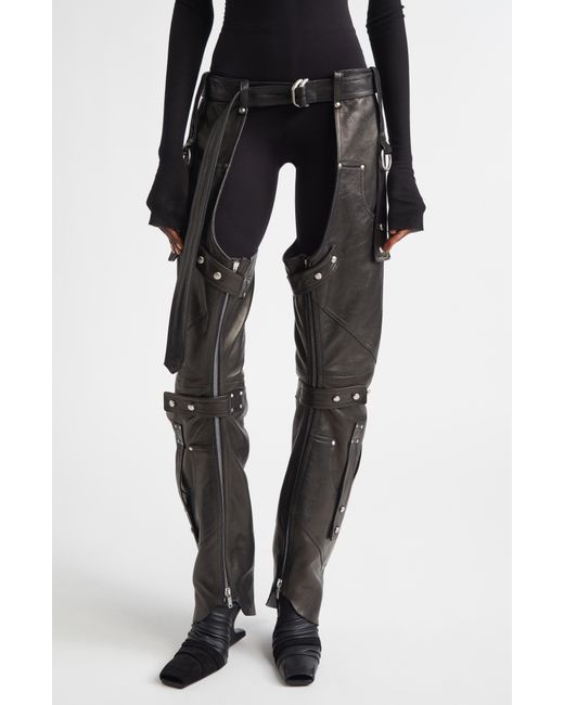 Rick Owens Black Leo Prothmann Leather Chaps