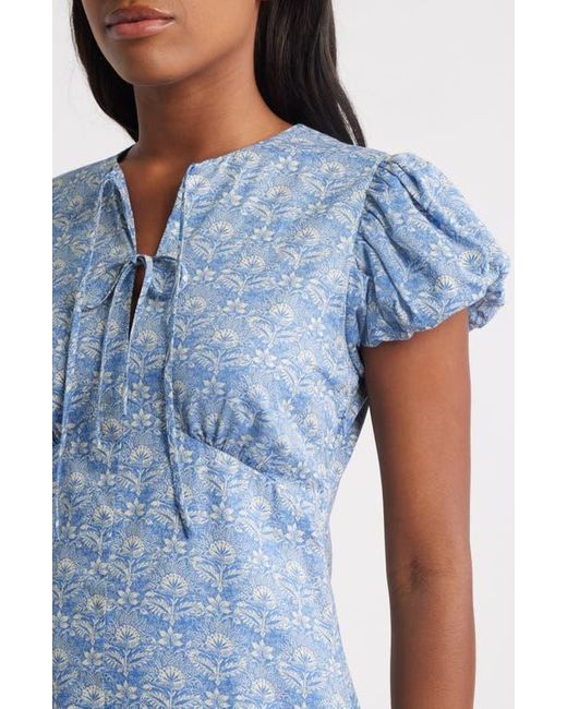 knee length dresses for ladies Electric Blue Foilage Damask Midi Dress