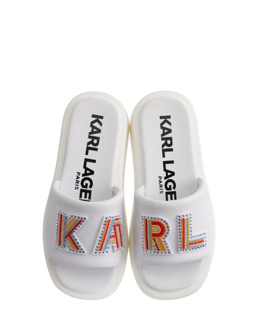 Karl Lagerfeld White Opal Platform Sandal