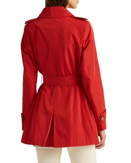 Lauren by Ralph Lauren Belted Water Repellent Taffeta Trench Coat in ...