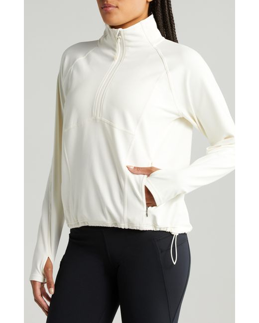 Zella Fleece Lined Performance Half Zip Pullover in White