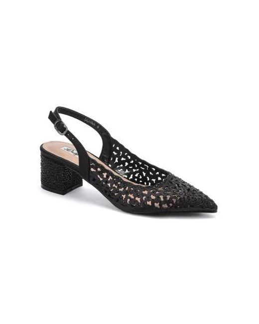 Lady Couture Black Rhinestone Block Heel Slingbackpump