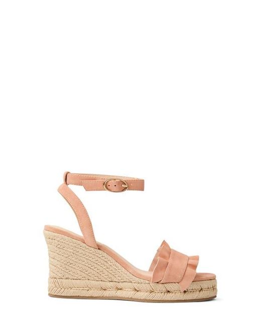 Jack Rogers Pink Rozette Ruffle Espadrille Ankle Strap Platform Wedge Sandal