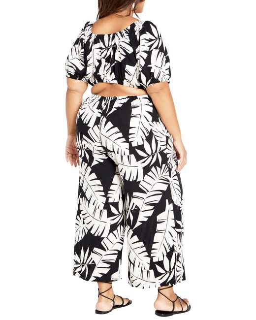 City Chic White Floral Print Wide Leg Jumpsuit At Nordstrom