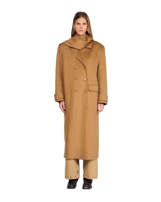 Sandro Natural Oversized Wool Coat
