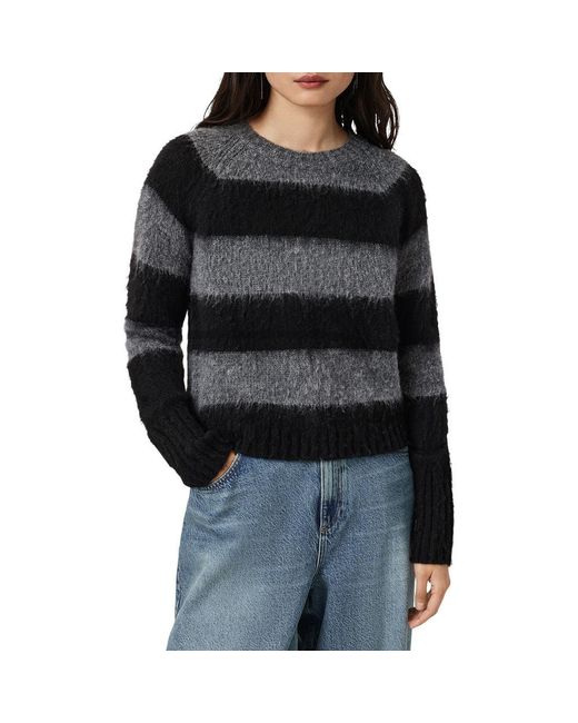 AllSaints Black Lou Spark Brushed Stripe Sweater