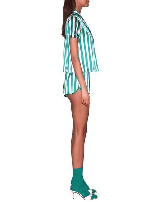Fleur du Mal Blue Satin Pajama Shorts