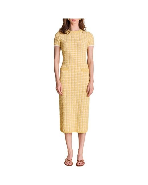 Endless Rose Check Knit Dress in Yellow | Lyst