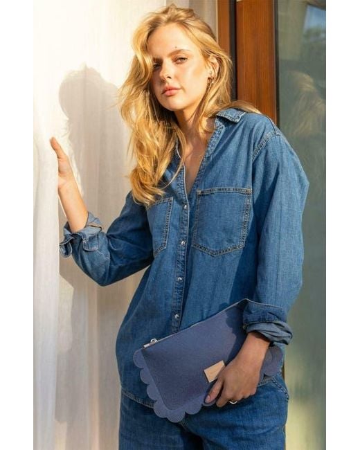 Graf & Lantz Blue Deco Edge Merino Wool Pouch