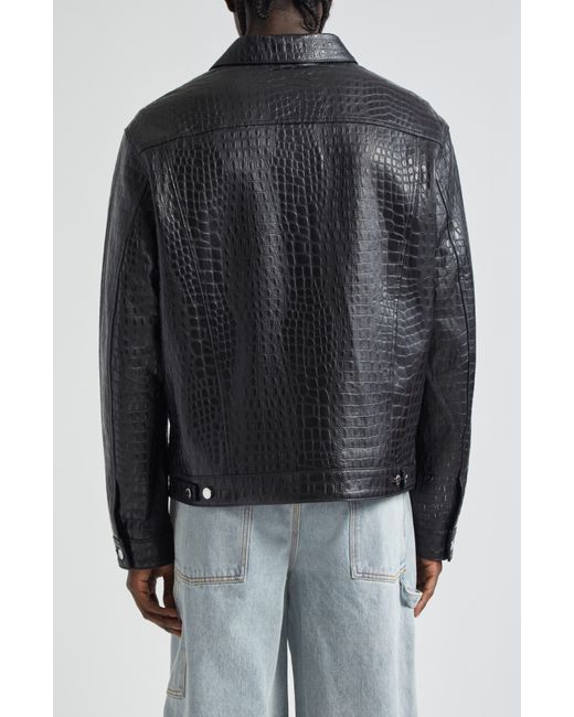 Noon Goons Black bragging Rights Croc Embossed Leather Jacket for men
