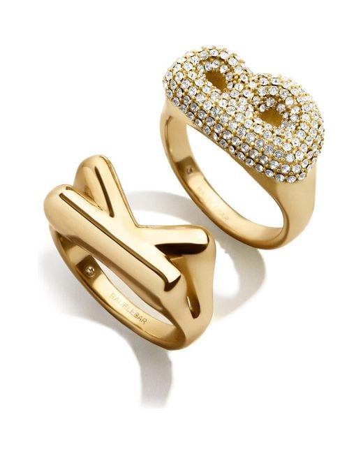 BaubleBar Metallic Bubble Letter Initial Ring