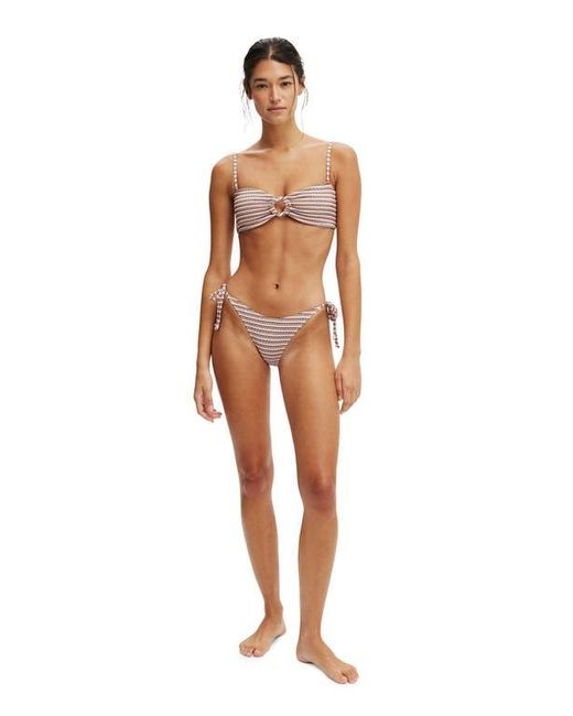 Cotton On Brown Fixed Tie Side Brazilian Bikini Bottom