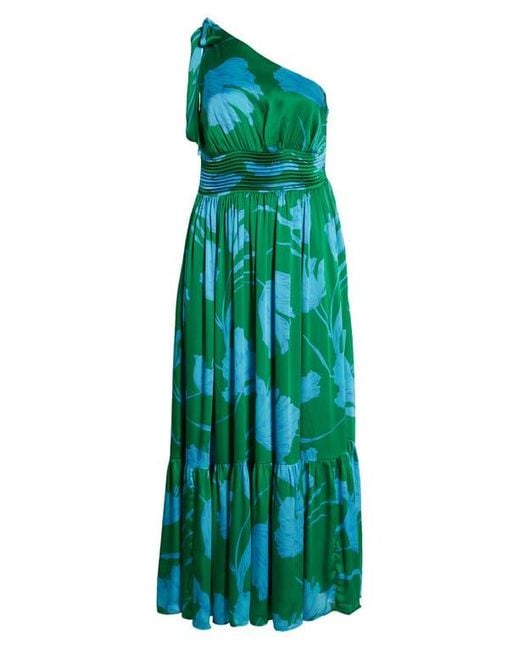 sugar lips green dress Seamoss Floral Bayou One Shoulder Maxi Dress XL / KELLY-BLUE-MULTI main image 0