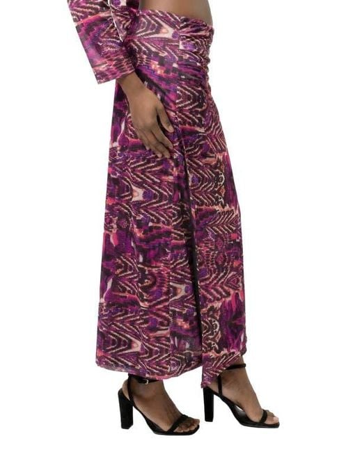 AREA STARS Women's Purple Lee Midi Jersey Skirt