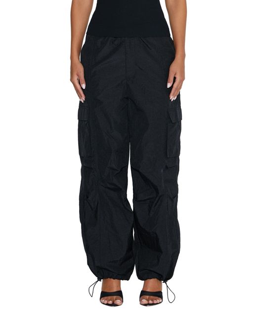 Naked Wardrobe Black Drawcord Nylon jogger Pants