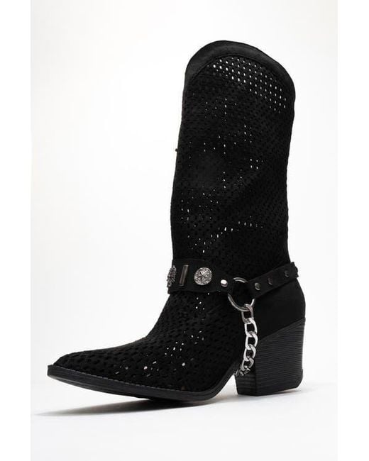 Prologue Shoes Black Lumen Block Heel Western Boot
