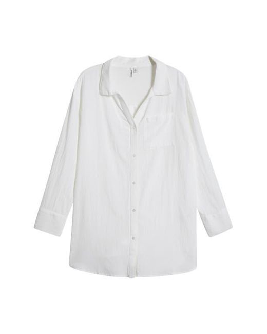 Nordstrom White Oversized Cover-Up Shirt