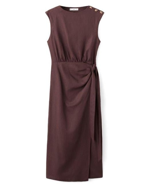 Mango Linen Blend Midi Dress in Purple | Lyst Mango Linen Blend Midi Dress in Purple | Lyst