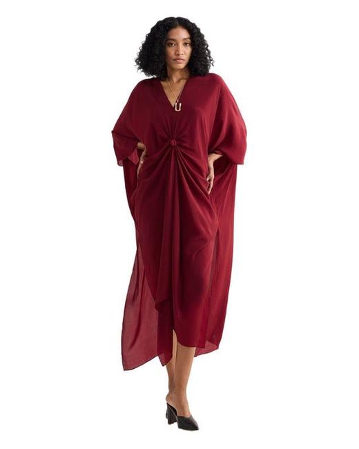 REISTOR Red Front Twist Kaftan Dress