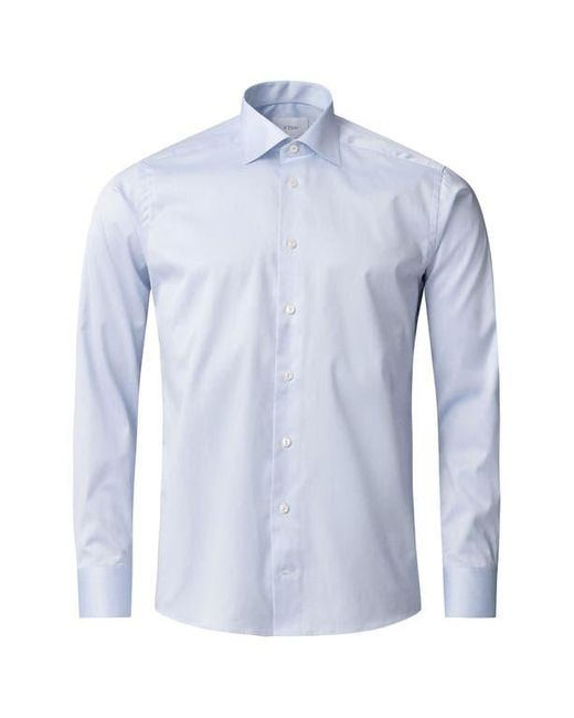 Eton of Sweden Blue Contemporary Fit Solid Cotton Dress Shirt for men