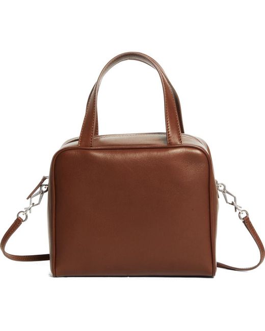 The Row Brown Small Ray Leather Cube Top Handle Bag