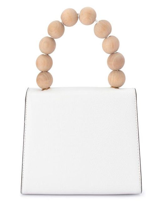 Olga Berg White Caylee Wooden Bead Handbag