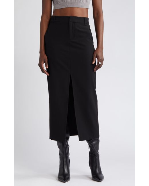 Open Edit Black Suited Midi Column Skirt