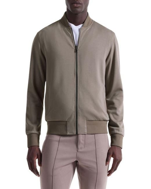 Bugatchi Brown Soft Touch Knit Reversible Bomber Jacket for men