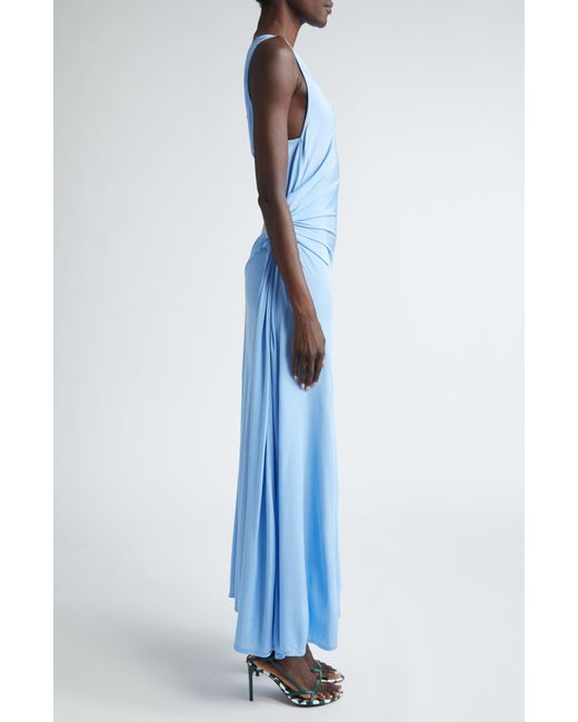 Bottega Veneta Blue V-neck Cutout Jersey Dress