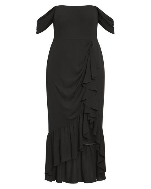 City Chic Black Rosabella Off The Shoulder Maxi Dress