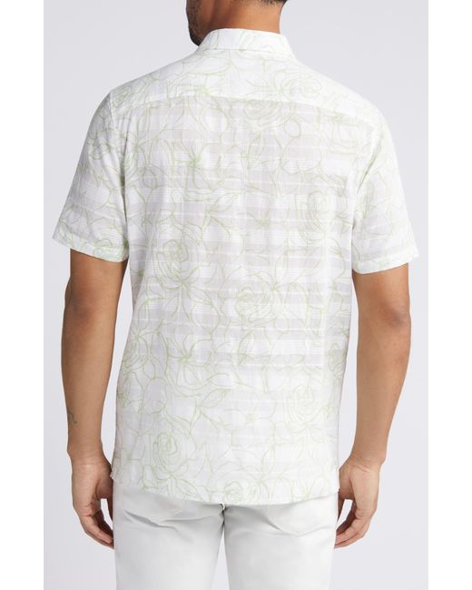 Ted Baker White Cavu Floral Short Sleeve Cotton Button-up Shirt for men