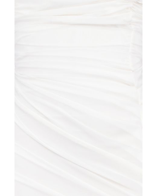 House Of Cb White Pearla Ruched Georgette Cocktail Dress