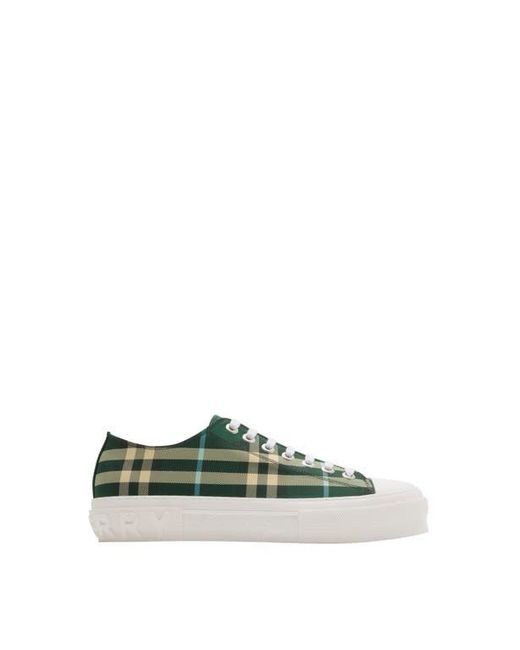 Burberry Green Check Nylon Blend Sneakers for men