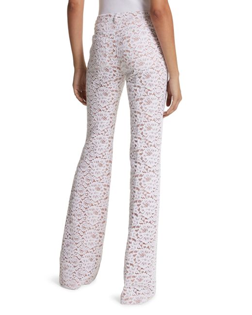 Michael Kors White Floral Lace 5-pocket Flare Leg Pants