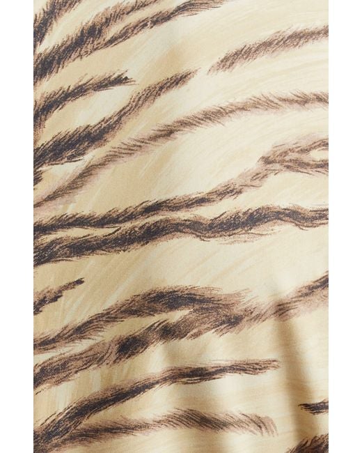 Stella McCartney Natural Tiger Stripe Long Sleeve Mock Neck Dress