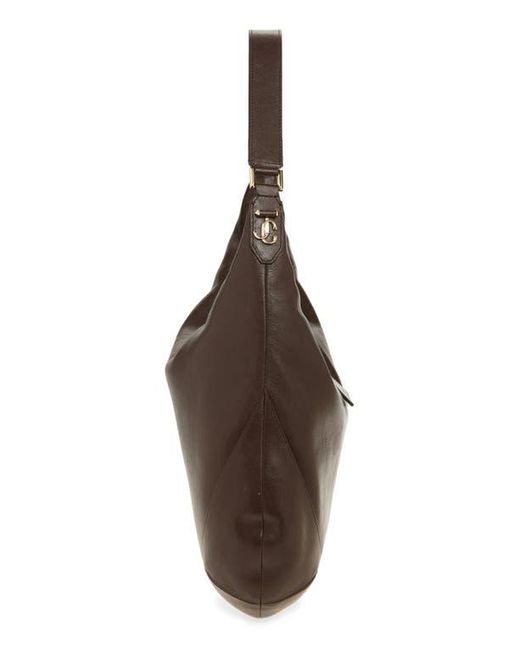 Jimmy Choo Brown Bar Medium Leather Hobo Shoulder Bag