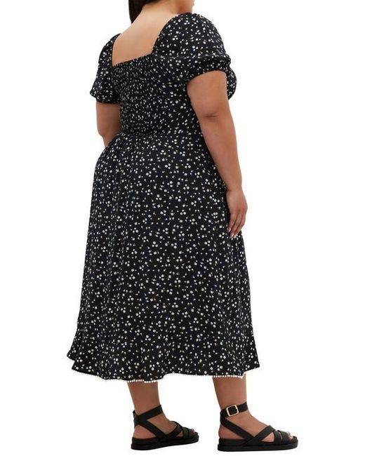 City Chic Black Dress Sky Floral Midi Dress