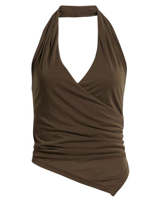 Mango Brown Toucan Wrap Halter Top
