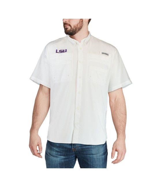 Men's Columbia White Clemson Tigers PFG Tamiami Shirt