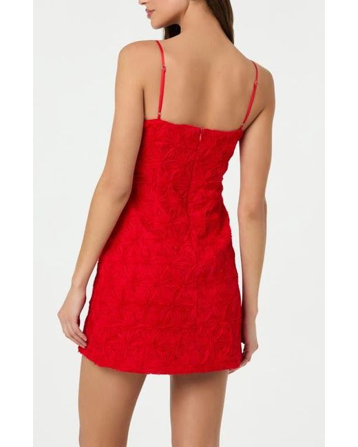 Astr Red 3D Floral Minidress